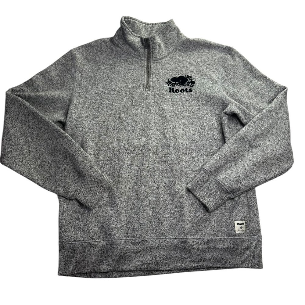 ROOTS Canada 1/4 Zip Hoodie Jacket Gray. Size Men's Median